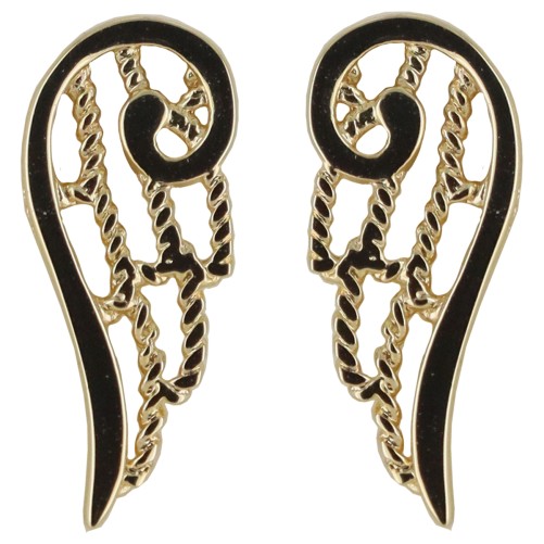 Boucle d oreille forme aile d ange en plaque or H 1.5 cm. Livre en boite.