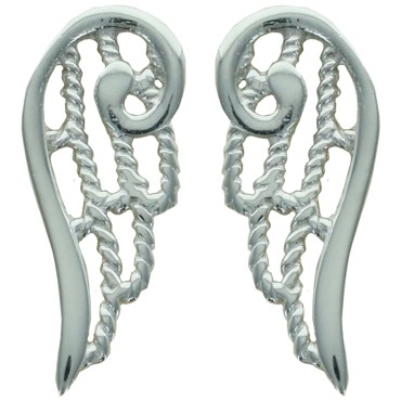 Boucle d oreille forme aile d ange en argent 925 rhodie. H 1.5 cm (1.2 g). Livree en boite.