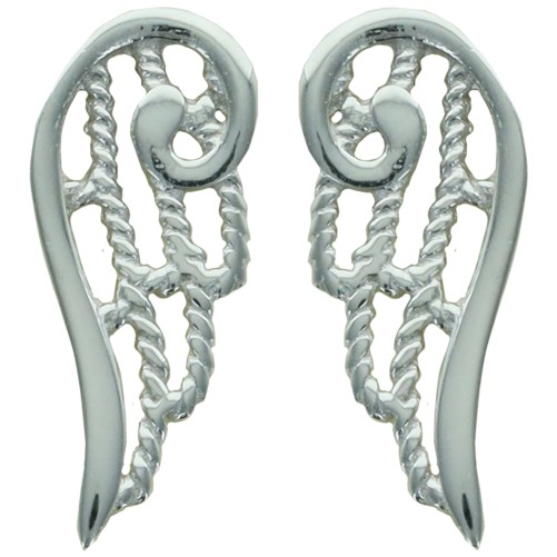 Boucle d oreille forme aile d ange en argent 925 rhodie. H 1.5 cm (1.2 g). Livree en boite.