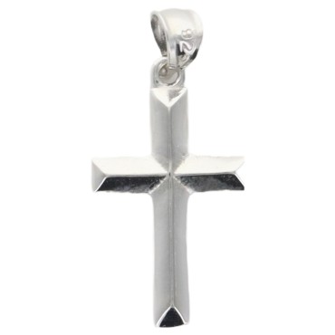 Croix de cou en argent 925 °/°° rhodie. H 1.8 cm (0.90 g). Livree en boite.