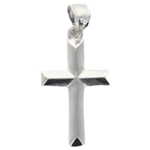 Croix de cou en argent 925 °/°° rhodie. H 1.8 cm (0.90 g). Livree en boite.