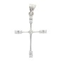 Croix de cou sertie de zirconium aux extremites en argent 925 °/°° rhodie. H 2.8 cm (0.70 g). Livree en boite.