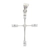 Croix de cou sertie de zirconium aux extremites en argent 925 °/°° rhodie. H 2.8 cm (0.70 g). Livree en boite.