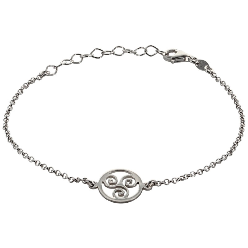 Bracelet en argent 925 °/°° ajustable sur chaine avec médaille triskel (2,3 g). Livré en boîte.