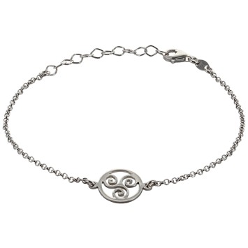 Bracelet en argent 925 °/°° ajustable sur chaine avec médaille triskel (2,3 g). Livré en boîte.