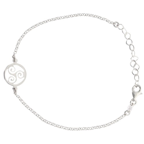 Bracelet en argent 925 °/°° ajustable sur chaine avec médaille triskel (2,3 g). Livré en boîte.