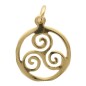 Pendentif triskel encerclé 1,5 cm en plaqué or. Livré en boîte.