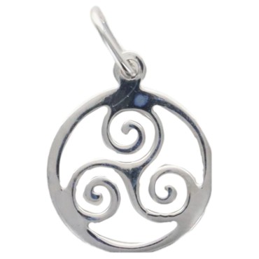 Pendentif triskel encercle 1,5 cm en argent 925 °/°° Rhodie (0.6 g). Livre en boite.
