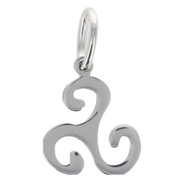 Pendentif triskel 1,3 cm en argent 925 °/°° Rhodié (0.6 g). Livré en boîte.