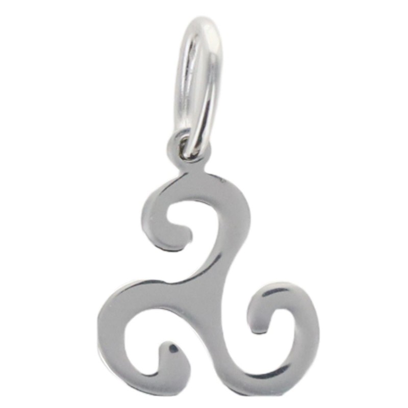 Pendentif triskel 1,3 cm en argent 925 °/°° Rhodié (0.6 g). Livré en boîte.