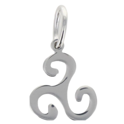 Pendentif triskel 1,3 cm en argent 925 °/°° Rhodié (0.6 g). Livré en boîte.