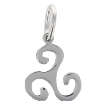 Pendentif triskel 1,3 cm en argent 925 °/°° Rhodié (0.6 g). Livré en boîte.