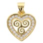 Pendentif coeur avec triskel 1.5 cm en plaqué or avec zirconium. Livré en boîte.