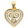 Pendentif coeur avec triskel 1.5 cm en plaqué or avec zirconium. Livré en boîte.