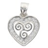 Pendentif coeur avec triskel 1,5 cm en argent 925 °/°° Rhodié avec zirconium (1.2 g). Livré en boîte.