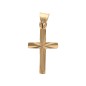 Croix de cou striee en plaque or H. 1,4 cm. Livree en boite