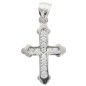 Croix de cou sertie de zirconium en argent 925 °/°° rhodie H 1.7 cm (0.7 g). Livree en boite.