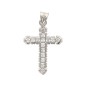 Croix de cou en argent 925 °/°° rhodie, sertie de zirconium H 2 cm (0.9 g). Livree en boite.