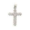 Croix de cou en argent 925 °/°° rhodie, sertie de zirconium H 2 cm (0.9 g). Livree en boite.