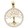 Pendentif arbre de vie en plaque or avec cercle serti de zirconium H 1.5 cm. Livre en boite.