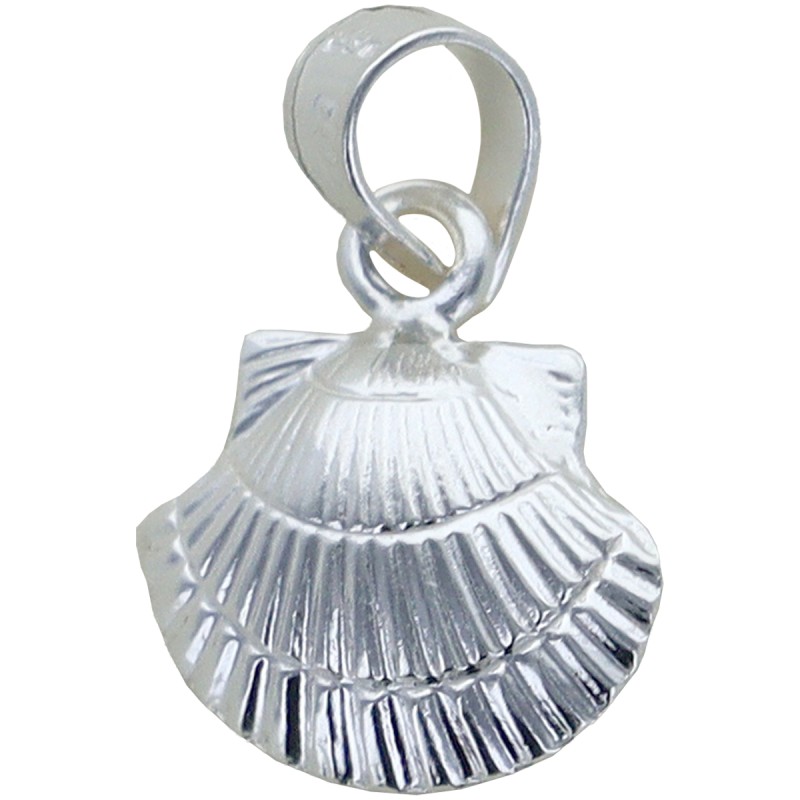 Pendentif coquille de saint Jacques de Compostelle double face en argent 925°/°° H. 1 cm (0,40 g). Livré en boite.