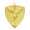 Pendentif en plaque or  H. 1,7 cm de saint Michel. Livre en boite.
