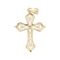 Croix en plaqué or ajourée H. 2 cm. Livrée en boite