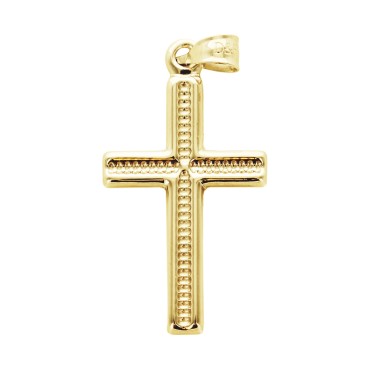 Croix en plaque or H. 2,2 cm. Livree en boite.