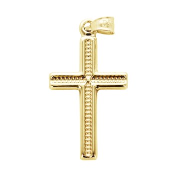 Croix en plaque or H. 2,2 cm. Livree en boite.