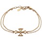 Bracelet en plaqué or ajustable sur chaine avec croix de Malte et ziconium au centre. Livré en boîte.