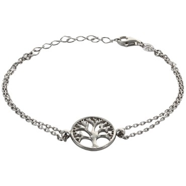 Bracelet en argent 925 ajustable sur chaine avec medaille de l arbre de vie (3.2 g) Livre en boite.