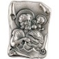 Plaque auto de saint Christophe H. 3 cm forme parchemin en métal couleur argentée