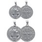 Medaille en argent 925 °/°° rhodie 2 faces de saint Benoit. Livree en boite, differentes tailles