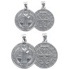 Medaille en argent 925 °/°° rhodie 2 faces de saint Benoit. Livree en boite, differentes tailles