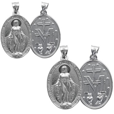 Medaille en argent 925 °/°° rhodie de la Vierge Miraculeuse. Livree en boite.