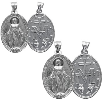 Medaille en argent 925 °/°° rhodie de la Vierge Miraculeuse. Livree en boite.