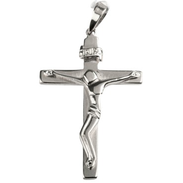 Croix de cou bâton en argent 925 (3,11 g) avec Christ moderne – H. 3,7 cm. Livrée en boîte.