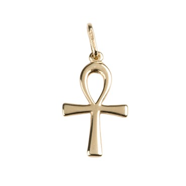 Croix de vie en plaqué or (clé égyptienne) – H. 2 cm. Livrée en boîte.