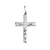 Croix de cou plate en argent 925 °/°° avec Christ en relief H. 2,5 cm (1,36 g). Livree en boite
