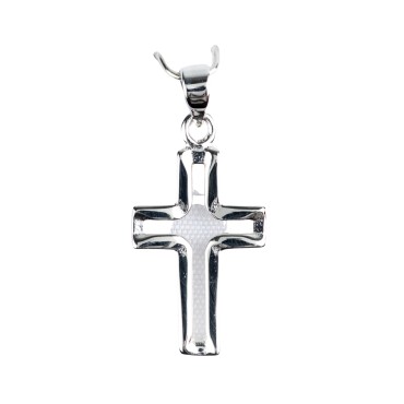 Croix de cou évidée en argent 925 °/°° H. 2 cm (1,22 g). Livrée en boite