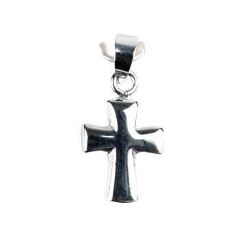 Croix de cou biseautée en argent 925 °/°° H. 1,5 cm (0,77 g). Livrée en boite