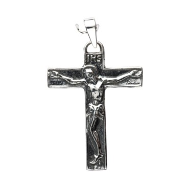 Croix de cou en argent 925 °/°° avec Christ moderne H. 3 cm (2,16 g). Livrée en boite