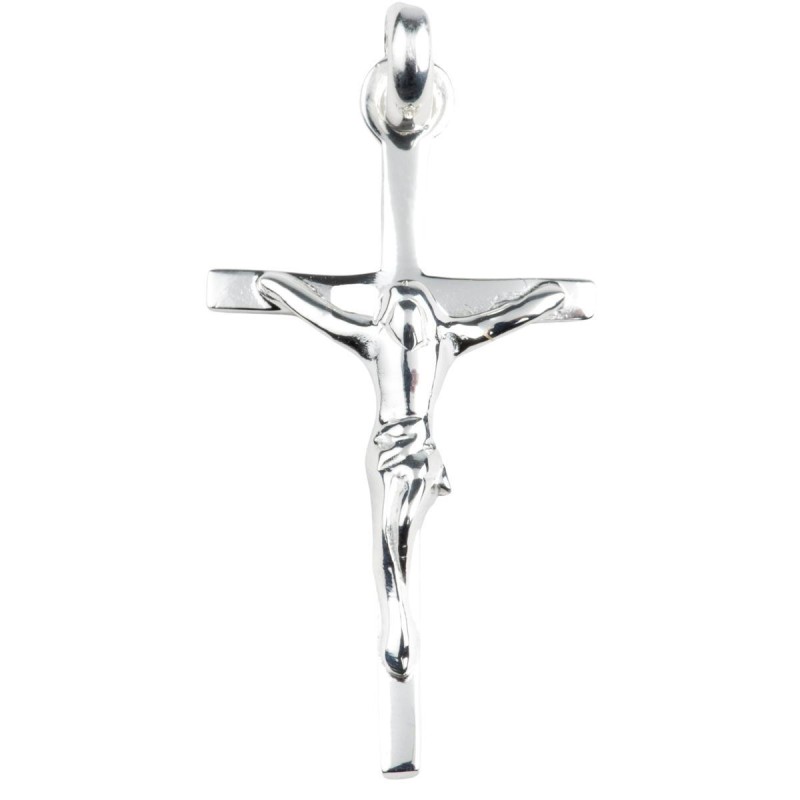 Croix de cou baton en argent 925 -deg---deg--deg-  avec Christ H- 2-4 cm -1-07 g-- Livree en boite