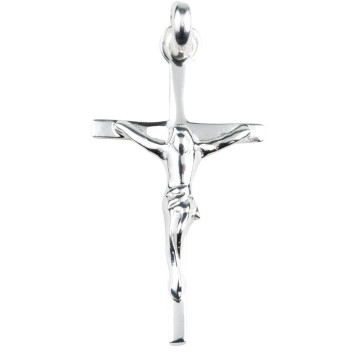 Croix de cou baton en argent 925 -deg---deg--deg-  avec Christ H- 2-4 cm -1-07 g-- Livree en boite