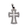 Croix de cou ajourée en argent 925°/°° sertie de zirconium H. 1,7 cm (1,64 g). Livrée en boîte