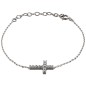 Bracelet en argent 925 (1,78 g) ajustable, avec croix sertie de zirconium – H. 1,5 cm. Livré en boîte.