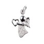 Pendentif ange avec cœur en argent rhodié 925 (2,39 g), serti de zirconium blanc – H. 2,5 cm. Livré en boîte.