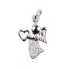 Pendentif ange avec cœur en argent rhodié 925 (2,39 g), serti de zirconium blanc – H. 2,5 cm. Livré en boîte.