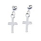 Boucle d oreille en argent 925 °/°° pendentif croix H. 1 cm (0,70 g).