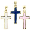 Croix de cou en plaque or, emaillee de differentes couleur. H 1,5 cm. Livree en boite.